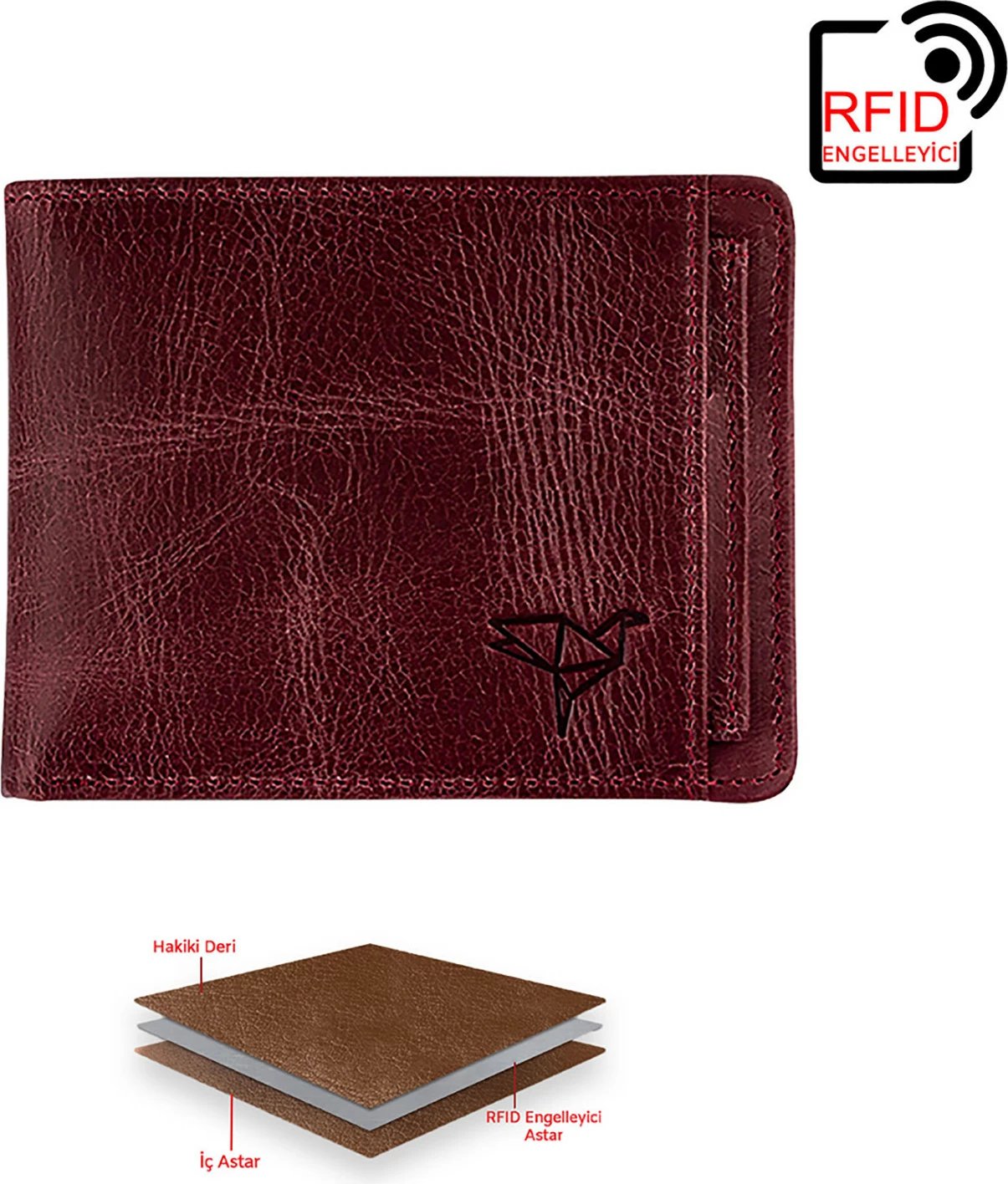 Portofol për meshkuj, ngjyrë e kuqe claret, Zoozie Bags Kanguru