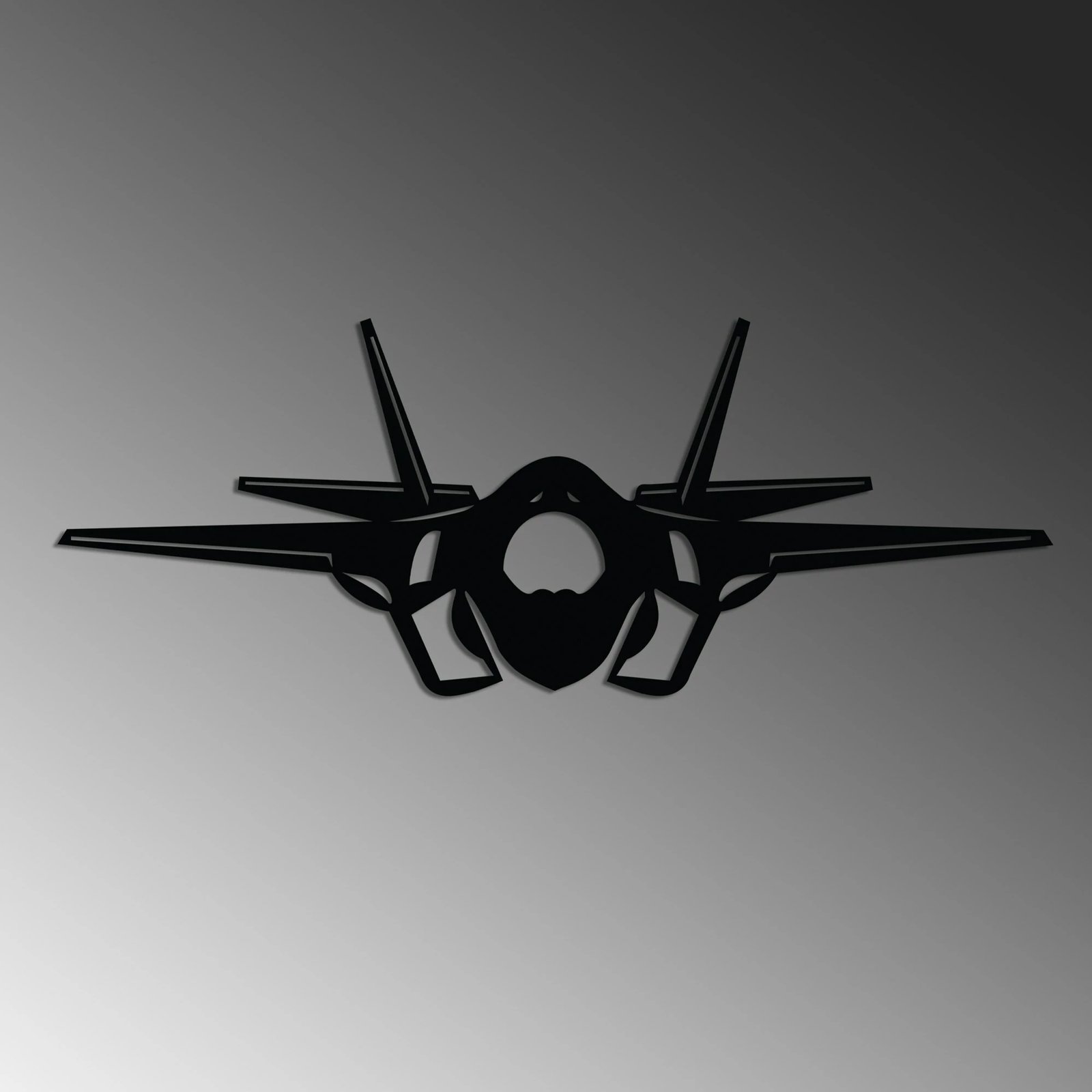 Aksesor dekorativ metalik për mur, formë aeroplani F-35, ngjyrë e zezë