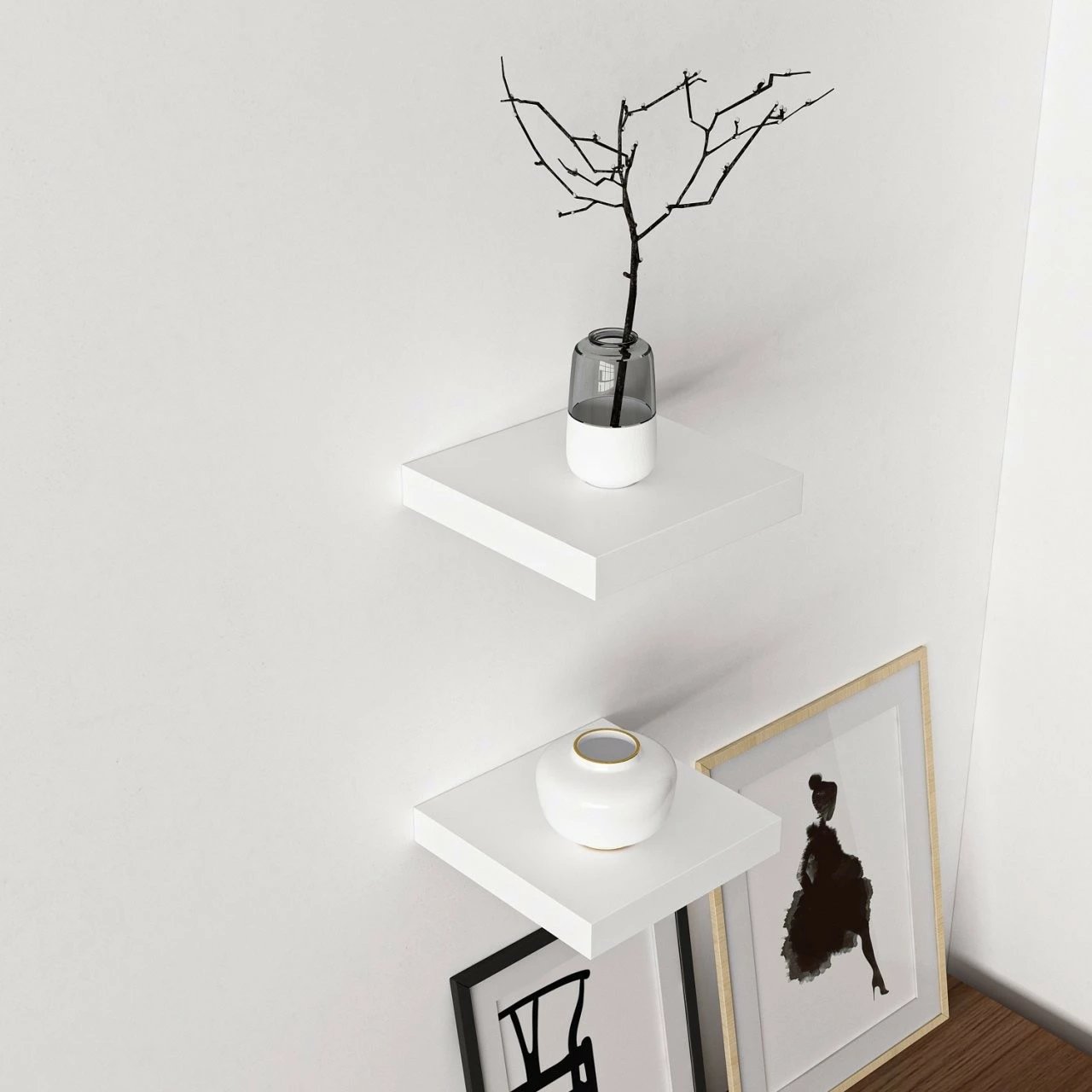 Raft muri Skye Decor, i bardhë, Gizli2 23