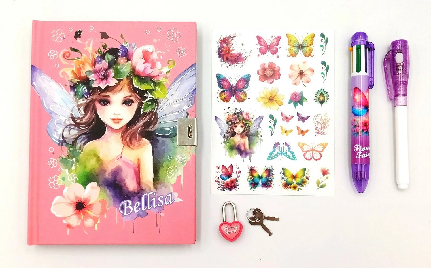 Ditari sekret Stnux Flower Fairy Bellisa me ngjitëse dhe 2 stilolapsa, për vajza Ditari sekret Stnux Flower Fairy Bellisa me ngjitëse dhe 2 stilolapsa, për vajza