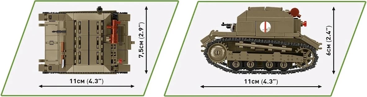 Set blloqesh Tankette TK-3 Cobi Klocki, 323 pjesë, me figurë, Jeshile