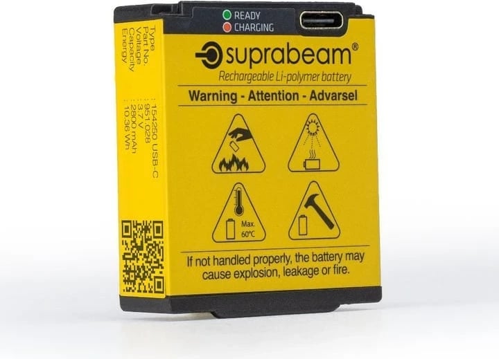 Bateri Li-Po për dritë dore Suprabeam, model V3/V4 Pro, e verdhë