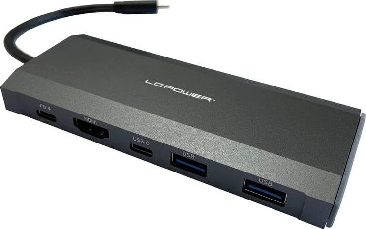 USB hub LC-Power LC-HUB-C-MULTI-7-M2, 2x USB-A, 2x USB-C, HDMI, M.2 SSD, 100W, antracit