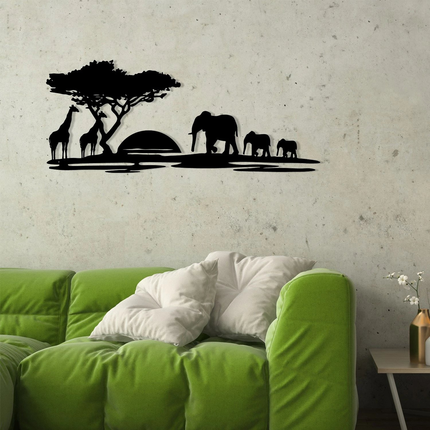 Aksesor dekorativ metalik për mur Wallity, Primavera, ngjyrë e zezë, 68x28cm