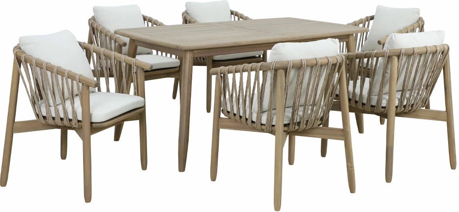 Tavolinë Corda, dru akacie, natyrale, 220x100x75cm