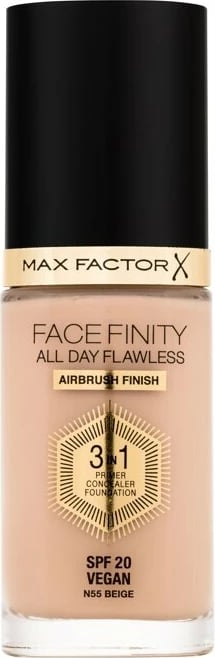Fondatinë Max Factor Facefinity All Day Flawless SPF20 N55 Beige për femra 30ml