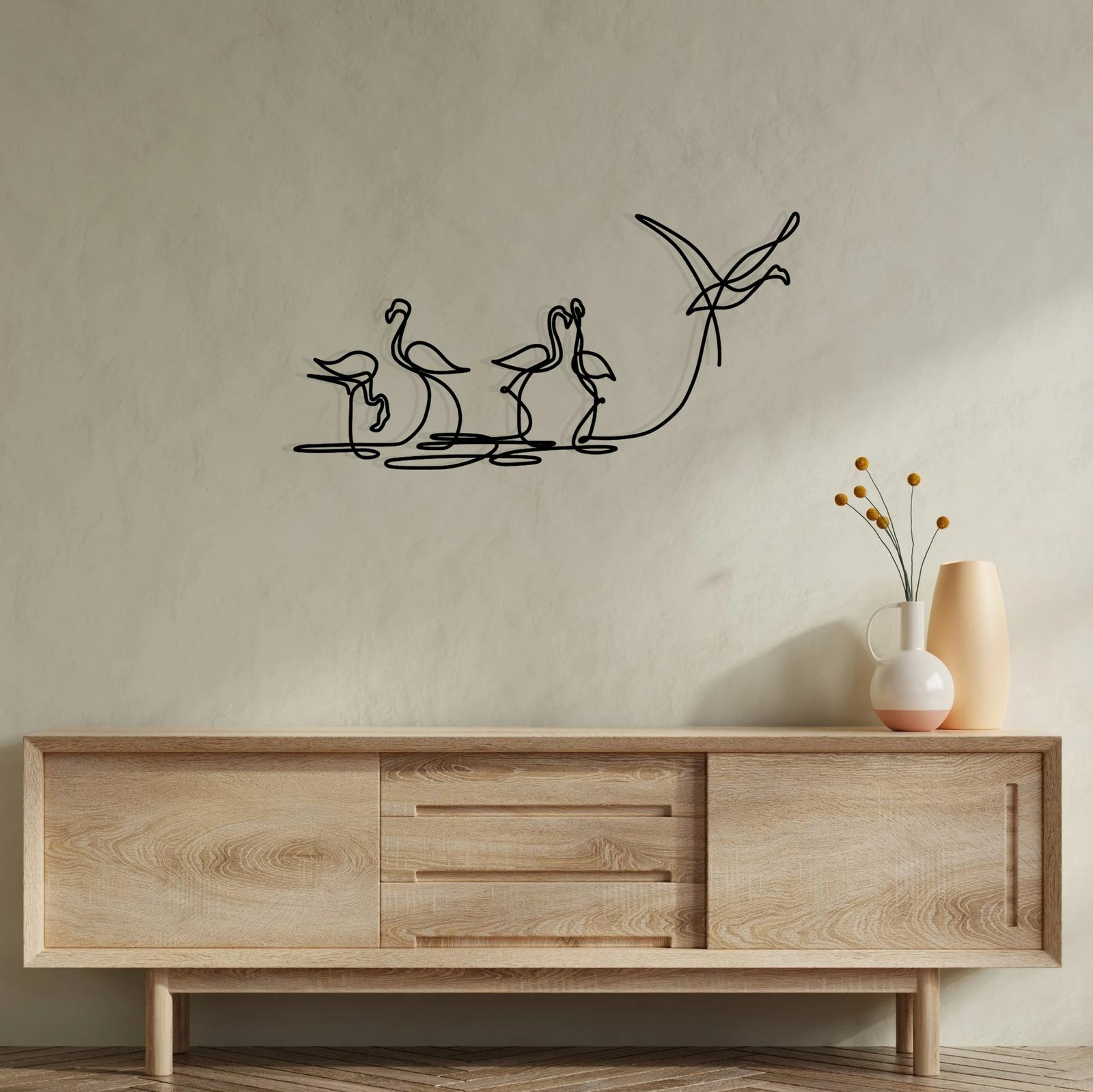 Aksesor dekorativ muri prej metali, flamingo, Wallity 316 S, ngjyrë e zezë, 10x15cm