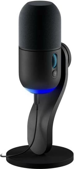 Mikrofon USB, Logitech, Yeti GX (988-000569), me kontroll të volumit dhe mute, dritë RGB, kabllo 2–7 m, e zezë