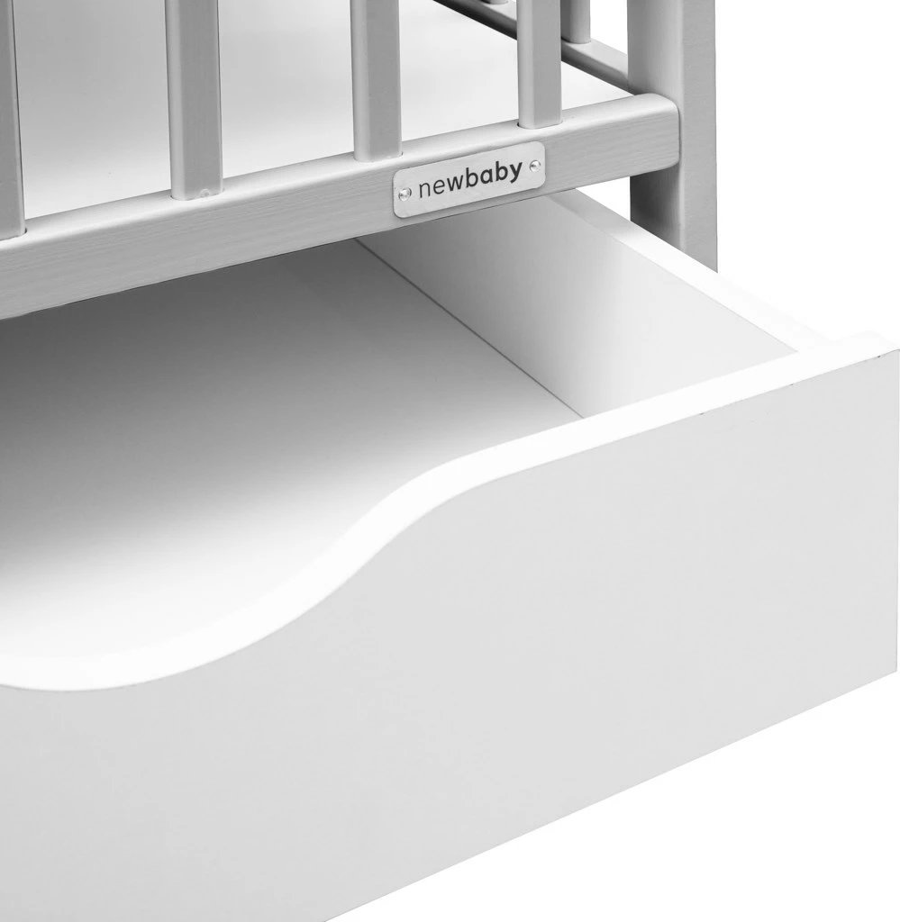 Krevat bebe me sirtar, New Baby LILLY, 120x60 cm, dru pishe, 3 nivele baze, gri