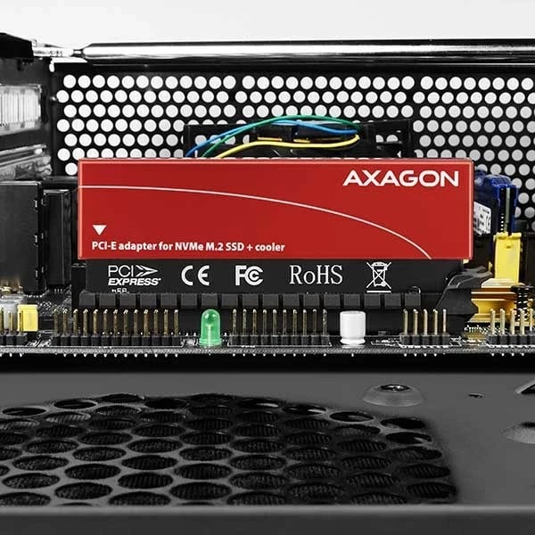 Adapter PCIe AXAGON PCEM2-S për SSD NVMe M.2, i zi
