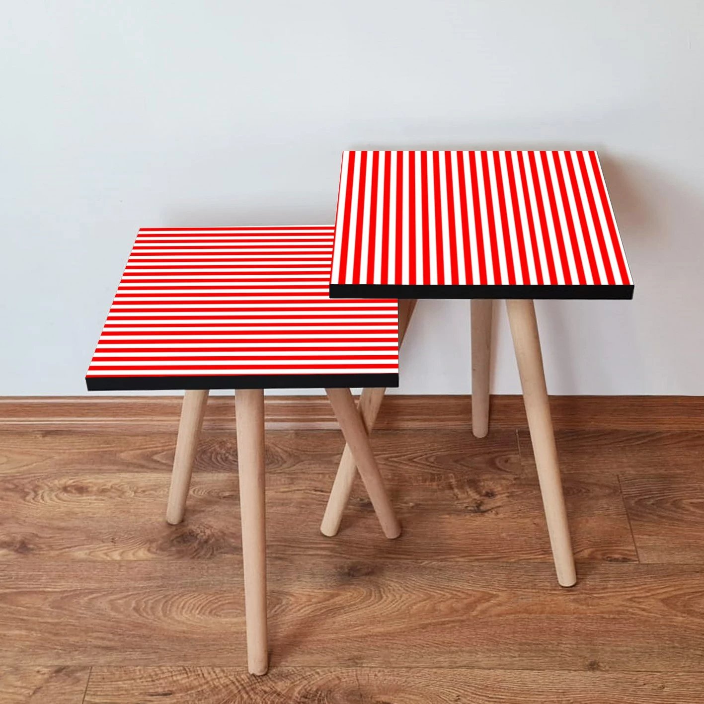 Set tavolina të vendosshme, dy copë, ngjyrë e kuqe dhe e bardhë, Skye Decor, 2Shp339