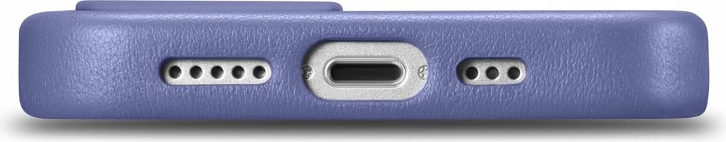 Mbështjellës iCarer për iPhone 14, lëkurë natyrale, MagSafe, vjollcë e çelët