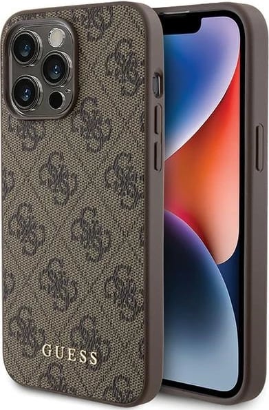 Mbështjellës Guess 4G Metal Gold Logo për iPhone 15 Pro Max, Kafe Mbështjellës Guess 4G Metal Gold Logo për iPhone 15 Pro Max, Kafe