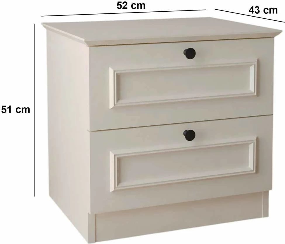 Komodinë e bardhë për dhomë gjumi, Skye Decor, Mira