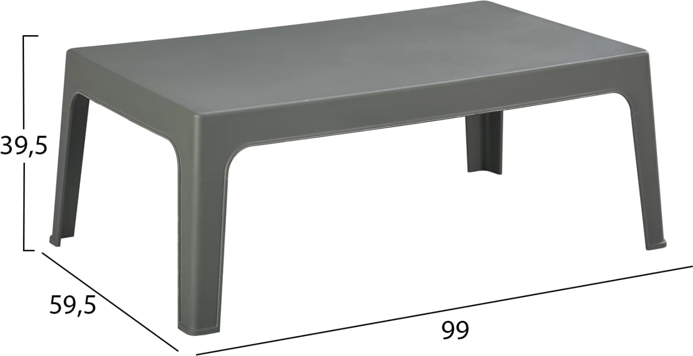 Tavolinë e ulët drejtkëndëshe SLEEK, polipropilen, ngjyrë ulliri e errët, FH6367.05, 99x59.5x39.5cm