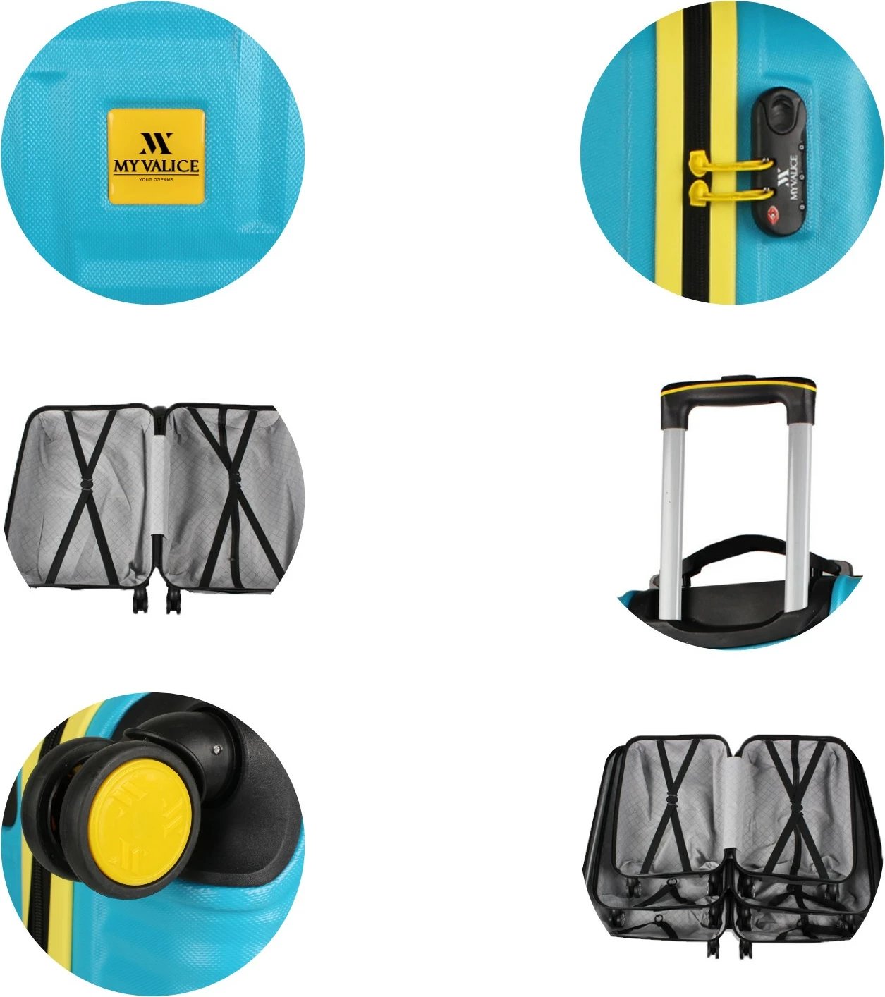 Set valixhesh (3 copë), ngjyrë turquoise, Zoozie Bags, 8173