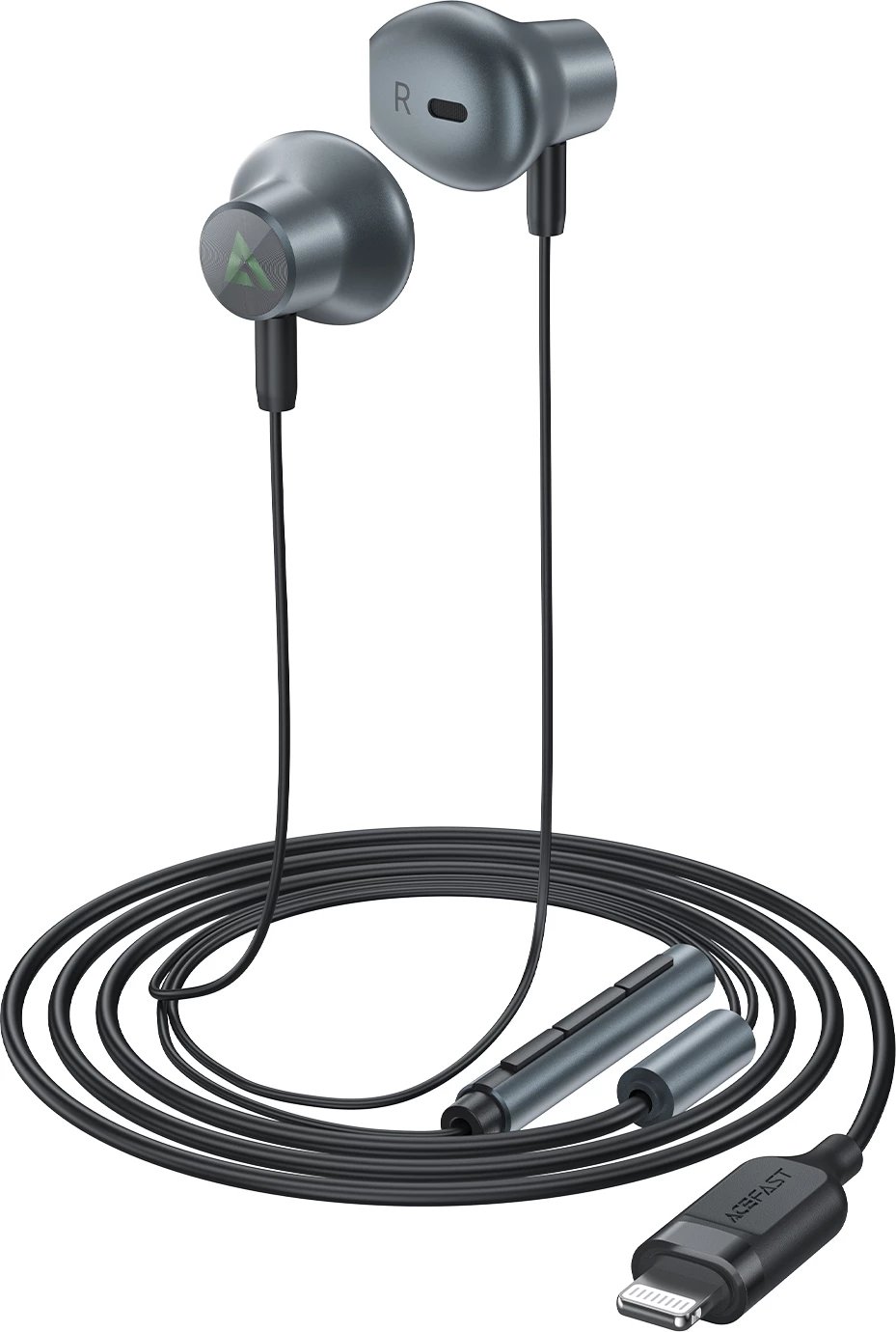 Kufje in-ear Acefast L1 me Lightning, mikrofon dhe telekomandë, 1.2m, të zeza