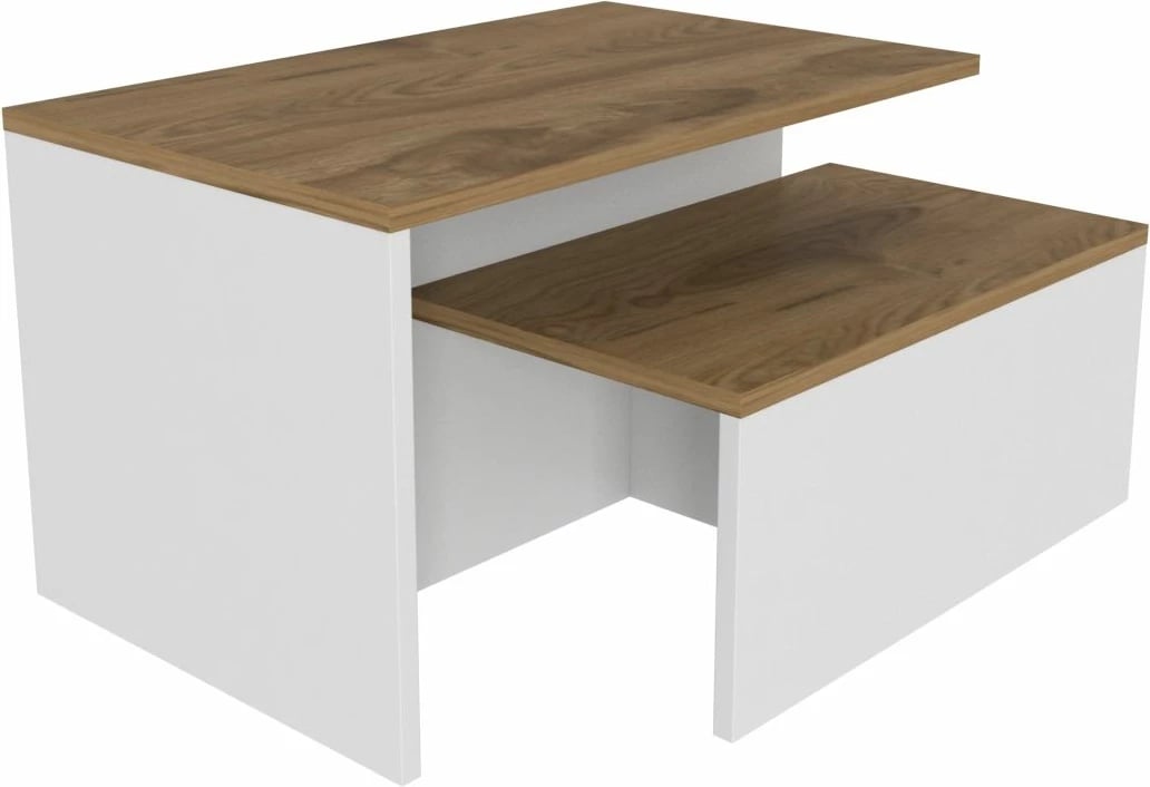 Set tavolinash të mbivendosura Skye Decor, dy copë, ngjyrë lis dhe e bardhë