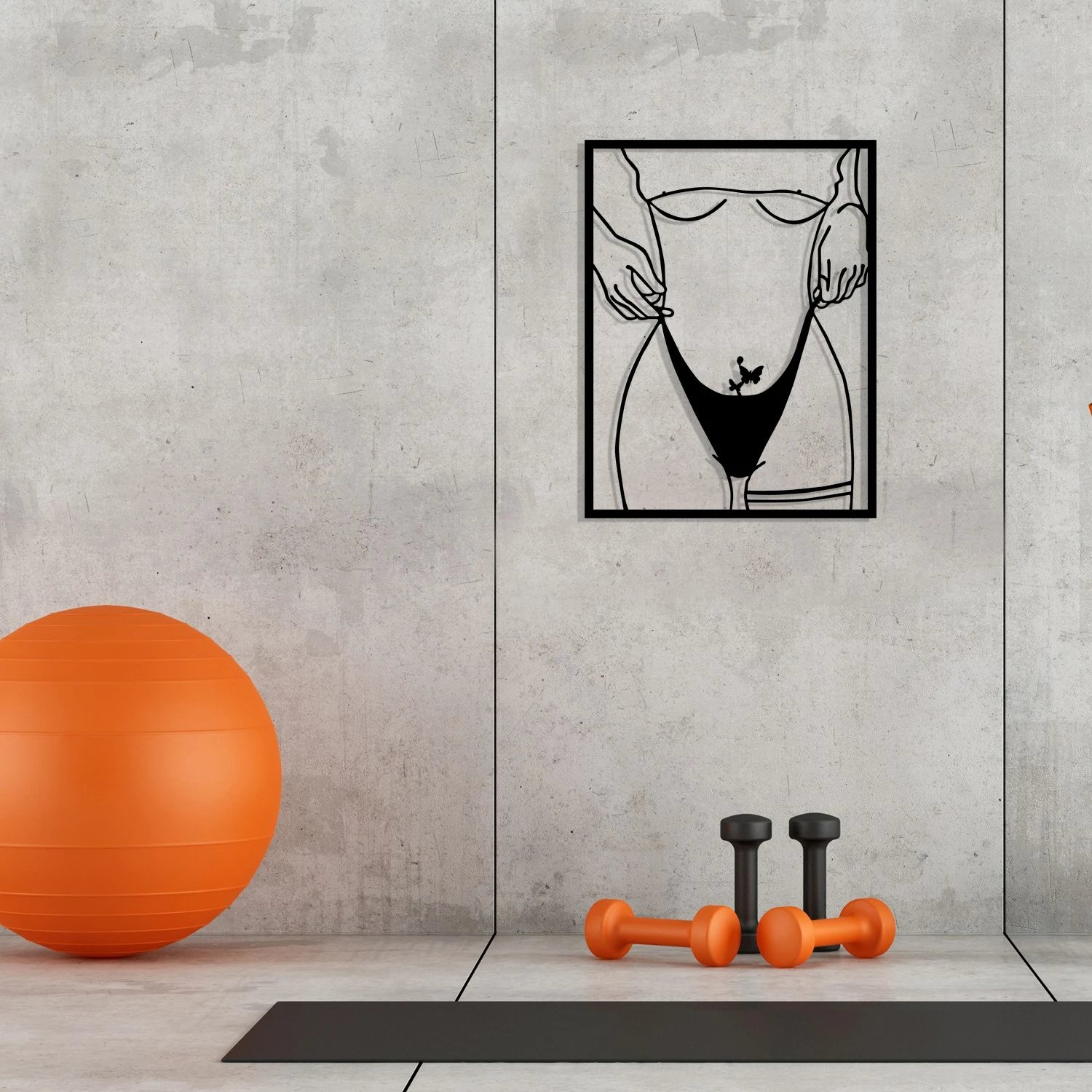 Aksesor dekorativ metalik për mur, vajzë me tatuazh fluture, Wallity