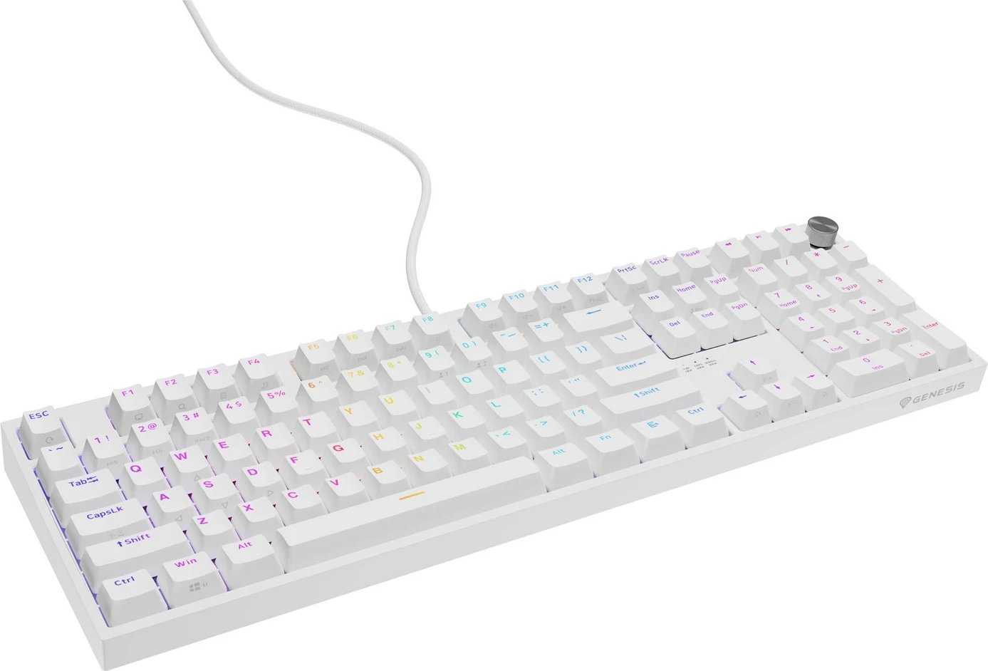 Tastierë mekanike GENESIS THOR 404, USB, QWERTY, Anglisht, RGB, Bardhë