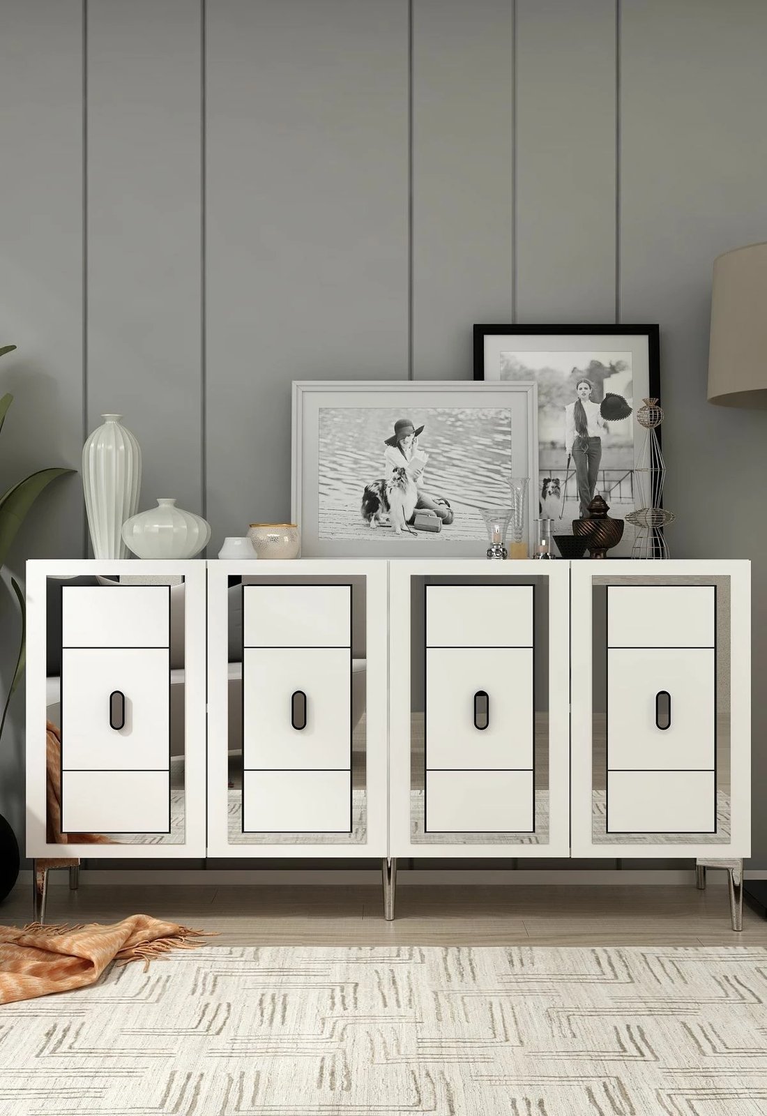 Konsol Skye Decor, Orion, e bardhë, argjend