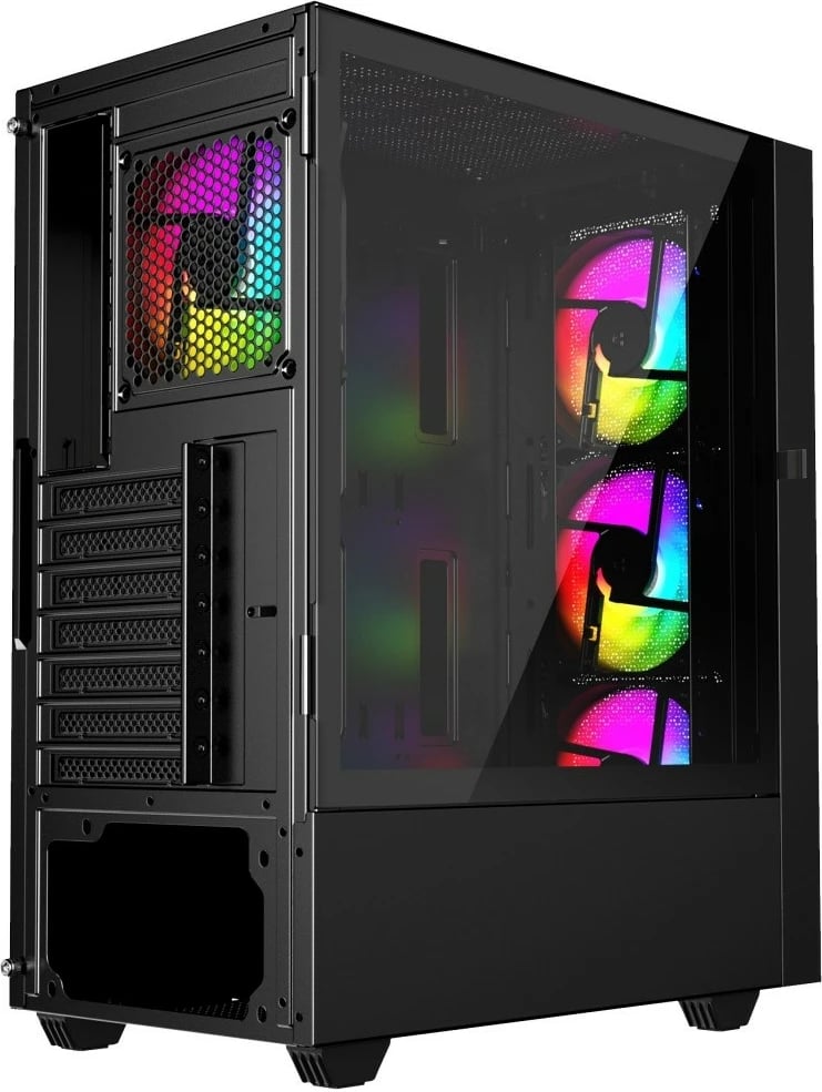 Kasë Gembird Fornax 4000 ARGB, Midi Tower, ATX, ITX, Micro ATX, e zezë