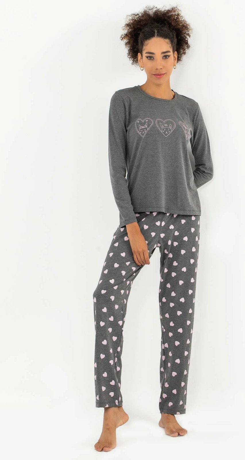 Set pizhamash për gra, ngjyrë gri e errët, Jumeon, 002-000815