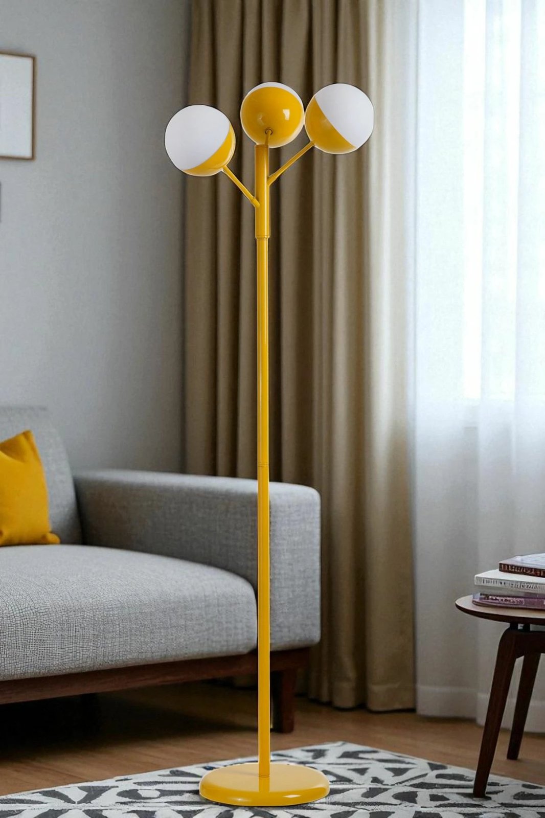 Llambë dyshemeje Opviq, 8948-7, ngjyrë e bardhë dhe mustard