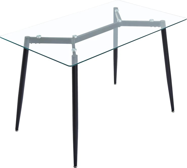 Set tavoline me karrige, xham i tejdukshëm, këmbë të zeza, Quana-Julita, 120x70x75cm, 5 copë