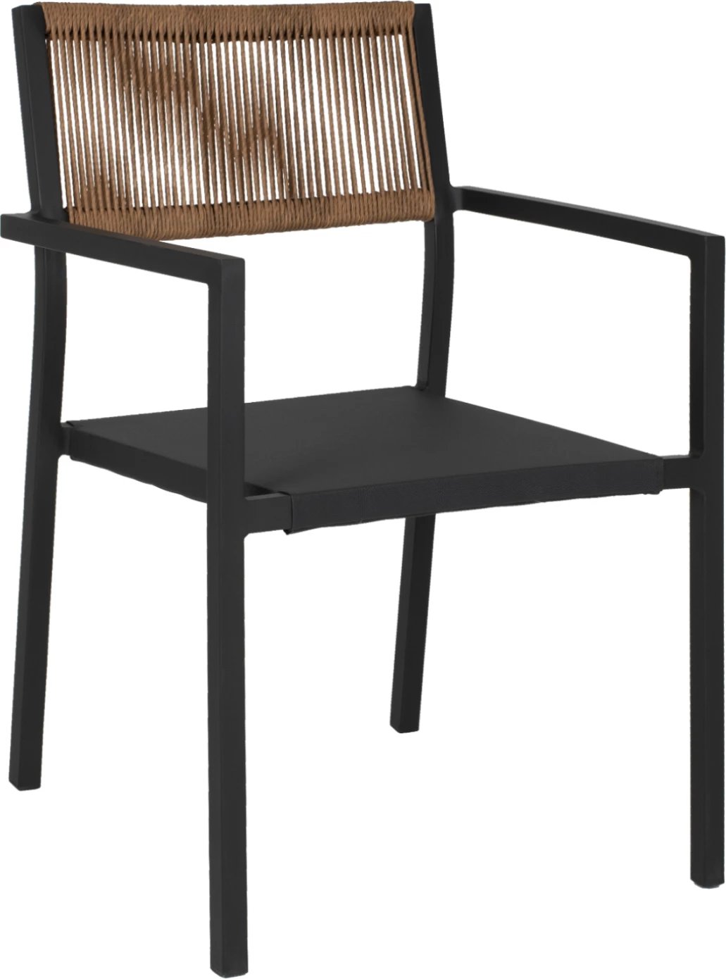 Karrige profesionale alumini, ngjyrë antracit, me shpinë PE rattan, 55.5x58.5x83H cm, FH5893.01