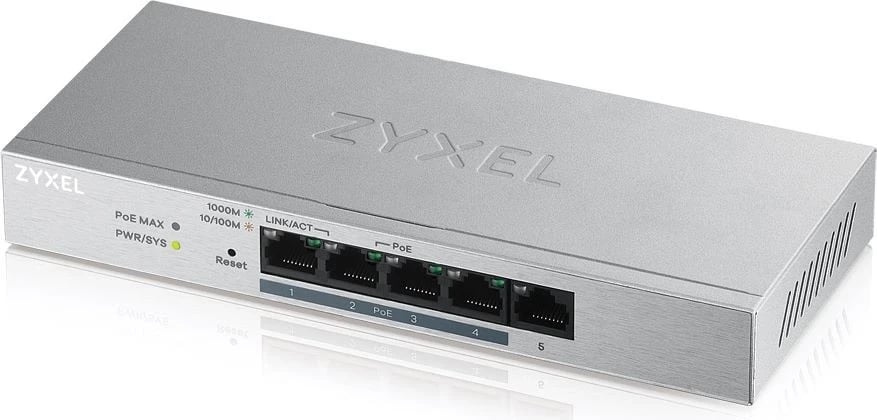 Switch Zyxel GS1200-5HPV2, 5 porte, argjend