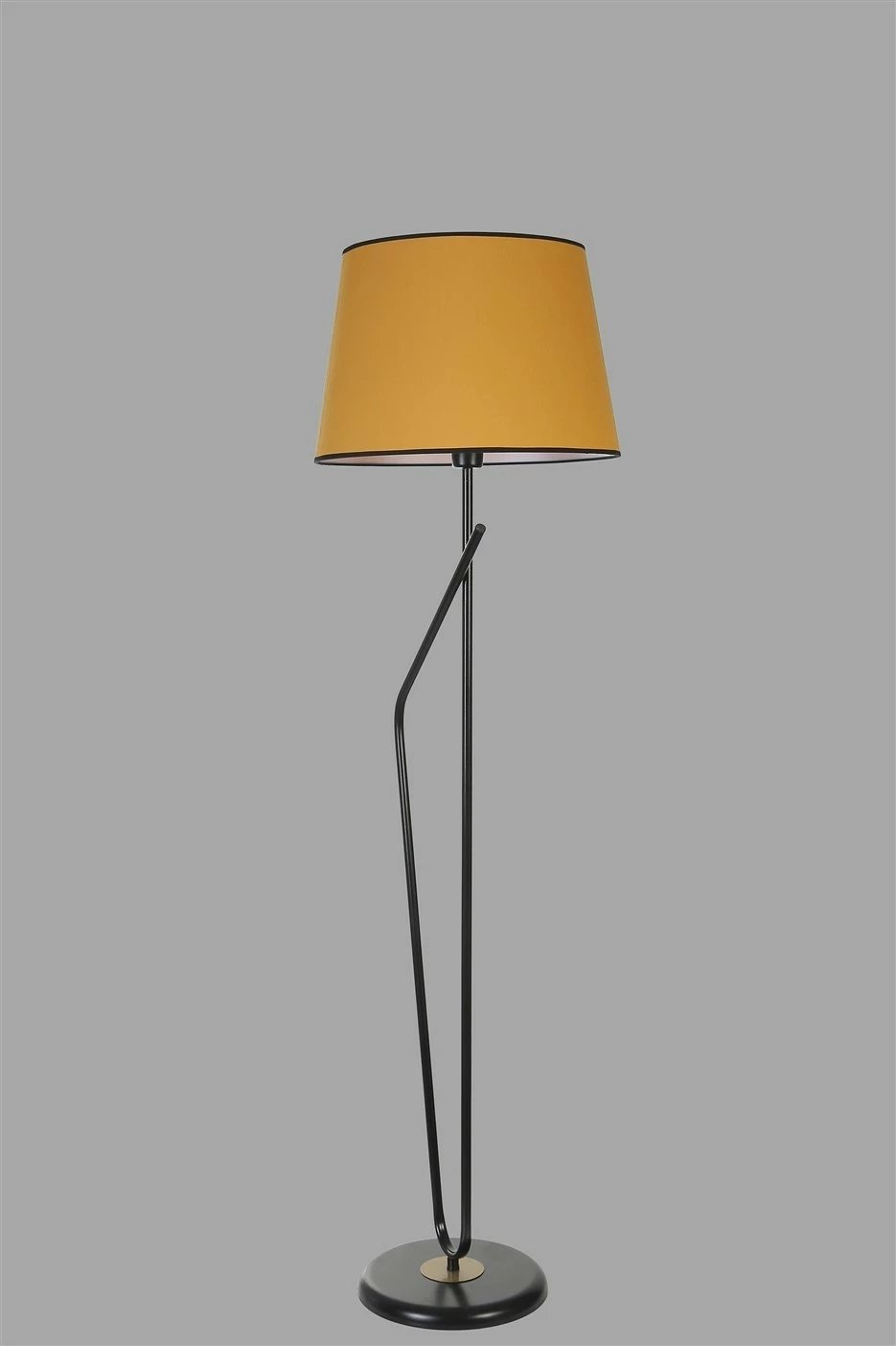 Llambë dyshemeje Opviq, 8824-3, trup metalik, kapak prej tekstili, e zezë dhe mustardë, 160cm