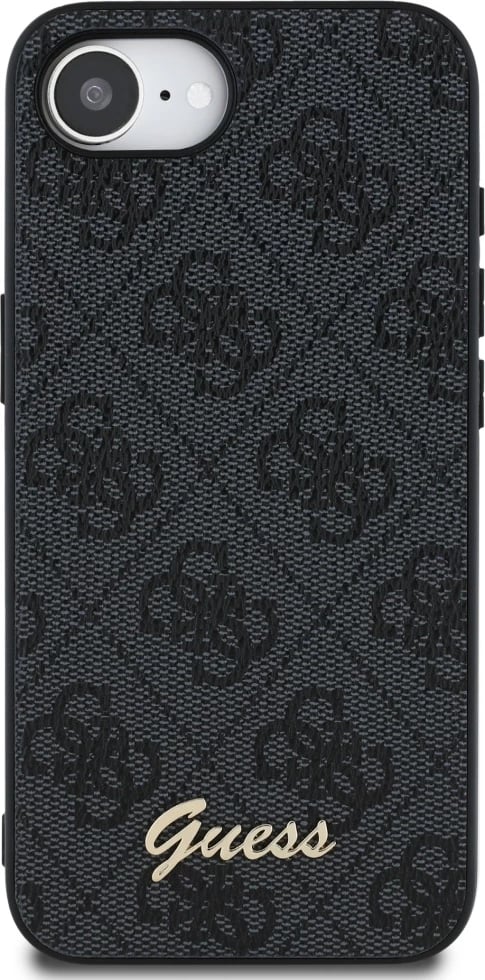 Mbështjellës, Guess, 4G Script Logo MagSafe, për iPhone 16e, hardcase TPU/PC, me MagSafe, i zi