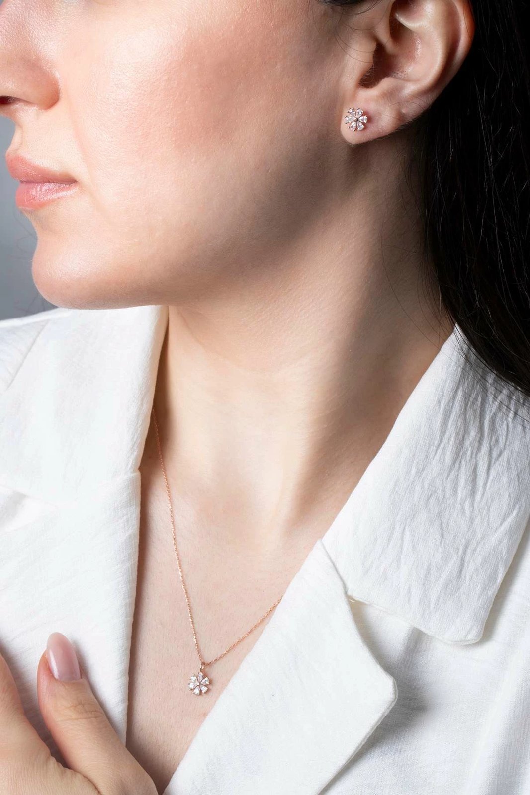 Set varëse dhe vathë argjendi, ngjyrë ari rozë, Jumeon, ELKMD50596R