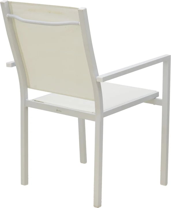 Tavolinë me karrige për terasë, Zacreta-Kliton, alumin i bardhë, set 5 copë, 80x80x74cm