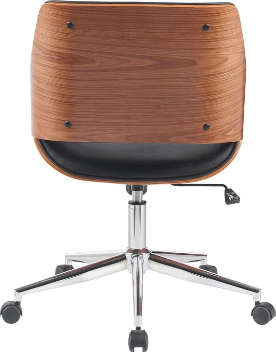 Karrige zyre Setulo, lëkurë PU e zezë, bazë kromi, 53x61x79-89cm