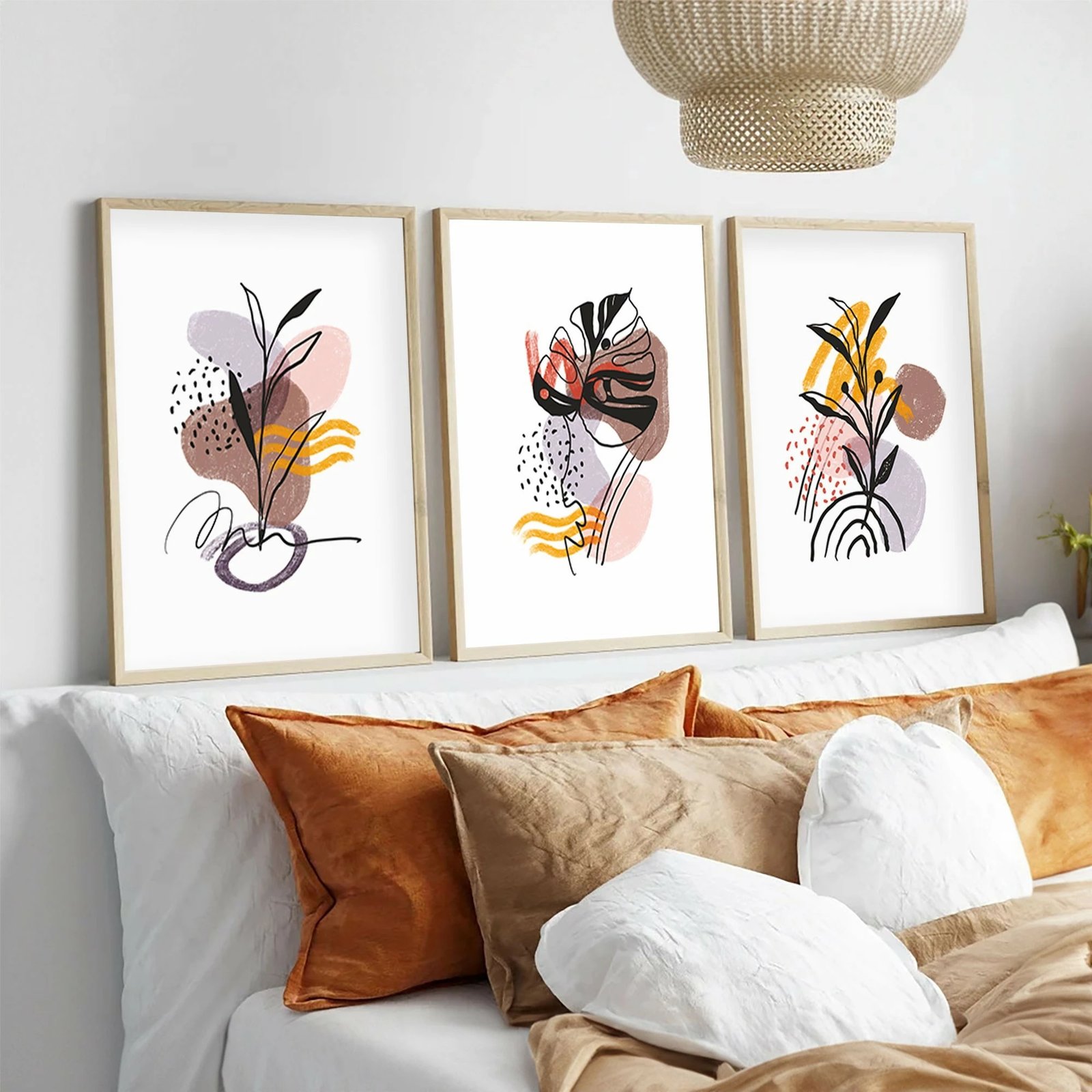 Set pikturash dekorative me kornizë, MDF, shumëngjyrëshe, Wallity Huhu227, 50x70cm (3 copë)