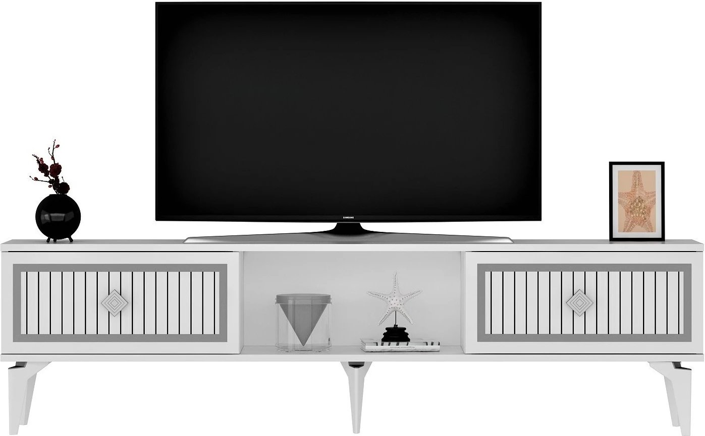 Komodë TV Hanah Home, Nil, e bardhë, argjend