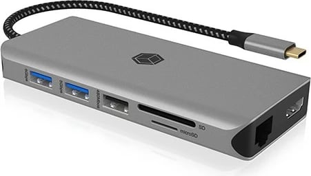 Stacion dokimi IcyBox IB-DK4061-CPD 12-në-1, 2xHDMI, PD 100W, antracit