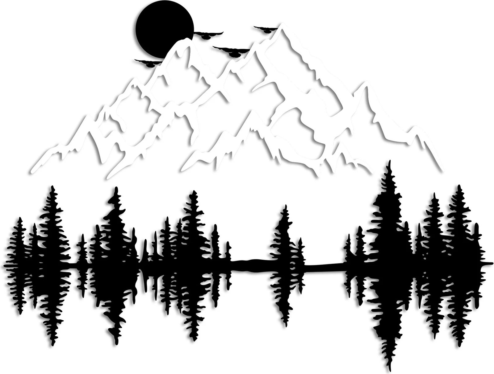 Aksesor dekorativ metalik për mur, natyrë dhe male, Wallity - 14