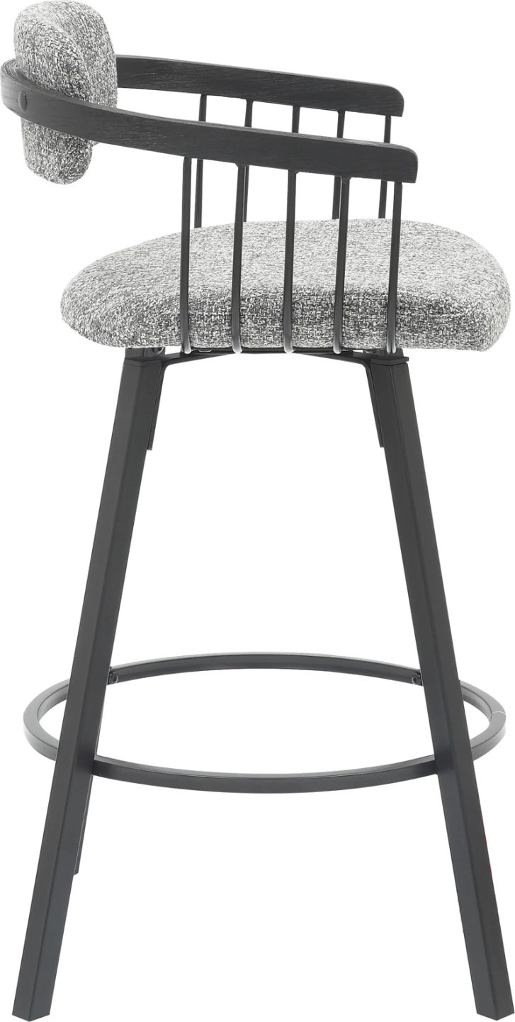 Karrige për bar rrotulluese LANG FH9990.02, kornizë metali e zezë, pëlhurë gri, 51.5x48.5x89.5H cm