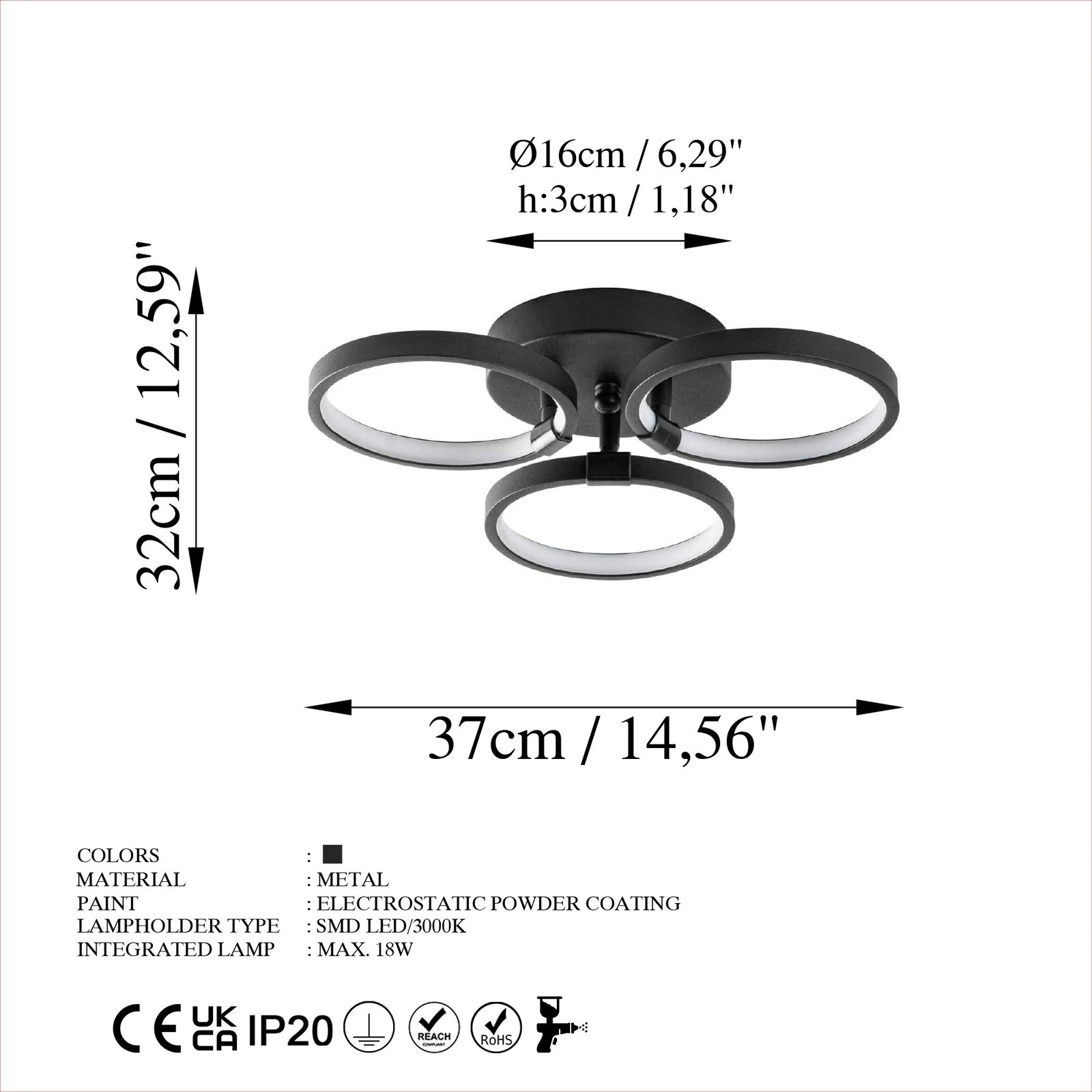 Llambë tavani Opviq, Halka-13310, ngjyrë e zezë