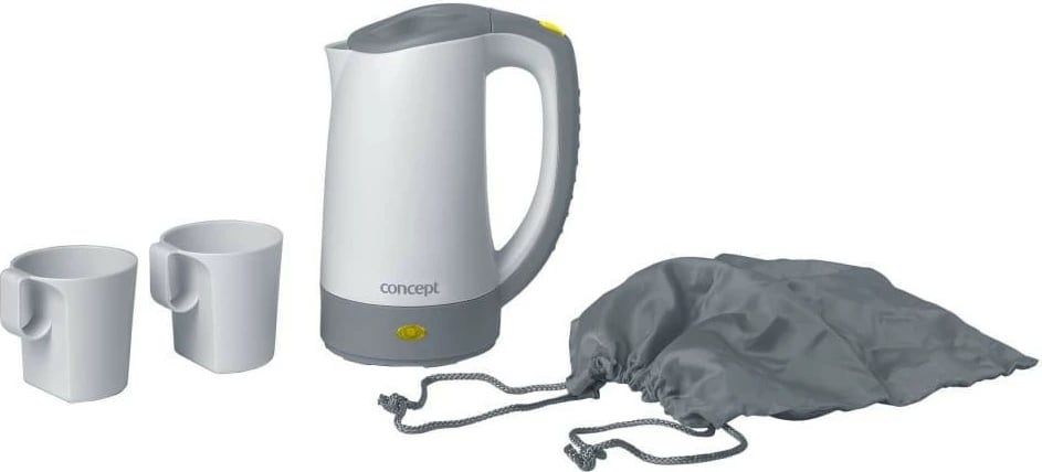 Çajnik udhëtimi Concept RK7010, 0.4L, gri/bardhë, me 2 gota