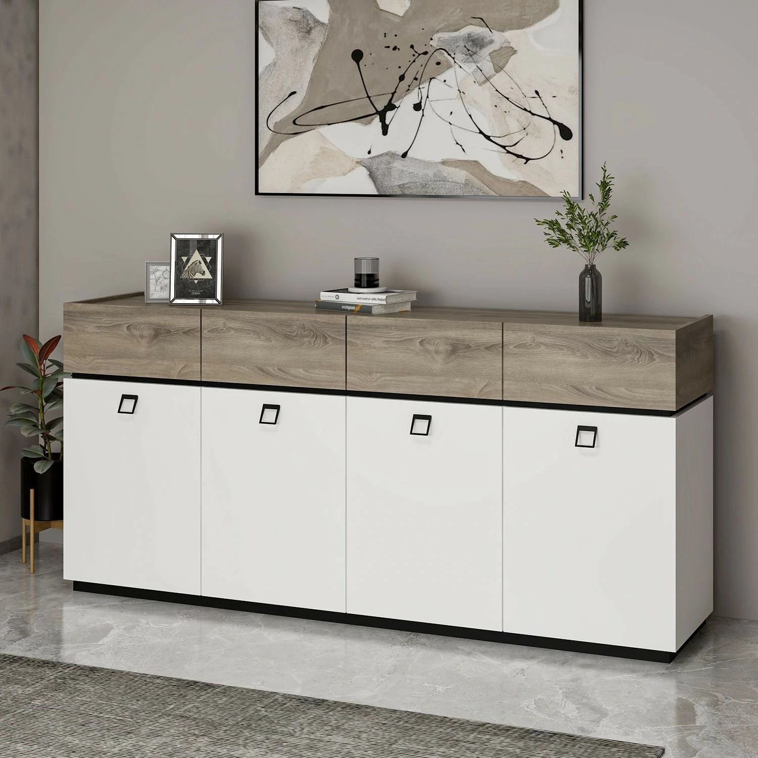 Konsol Skye Decor, Zara, e bardhë, e zezë