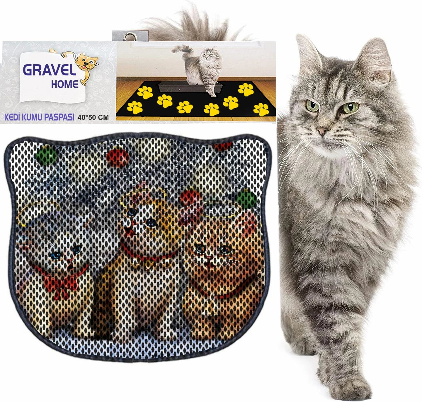 Tapet për rërë maceje, shumëngjyrësh, Paws & Whiskers, Kdkafa0172, 40x50cm