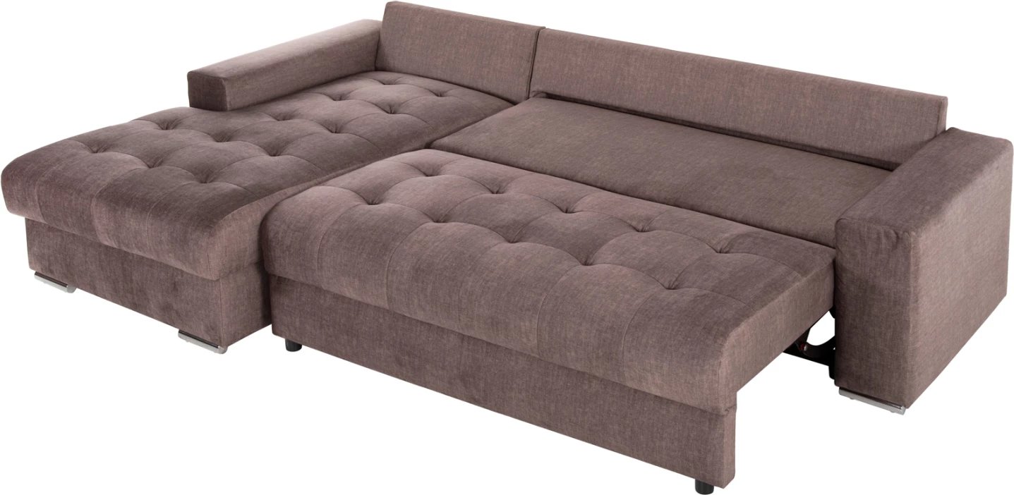 Divan-krevat qoshe (majtas) me hapësirë ruajtëse CLANCY FH3281.03L stof kafe 308x181x92H cm