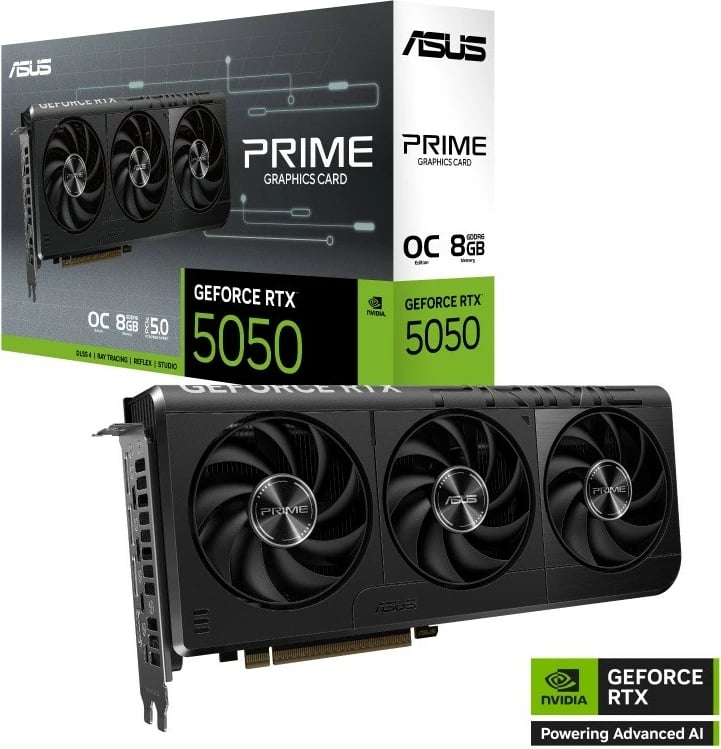 Kartë grafike Asus GeForce RTX 5050 PRIME 8G OC, 8 GB GDDR6, PCI-E 5.0, e zezë Kartë grafike Asus GeForce RTX 5050 PRIME 8G OC, 8 GB GDDR6, PCI-E 5.0, e zezë