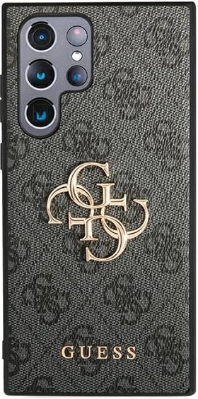 Mbështjellës, Guess, GUHCS22L4GMGGR 4G Big Metal Logo, hardcase TPU/lloj lëkure sintetike, për Samsung Galaxy S22 Ultra S908, gri