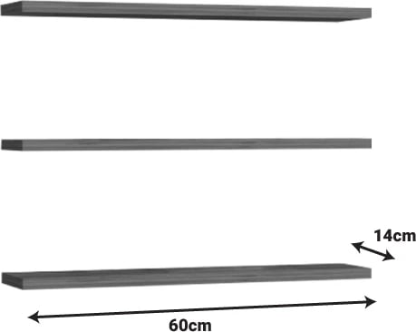 Raft muri Edna melamine, hije arre, 60x14.5x1.8cm