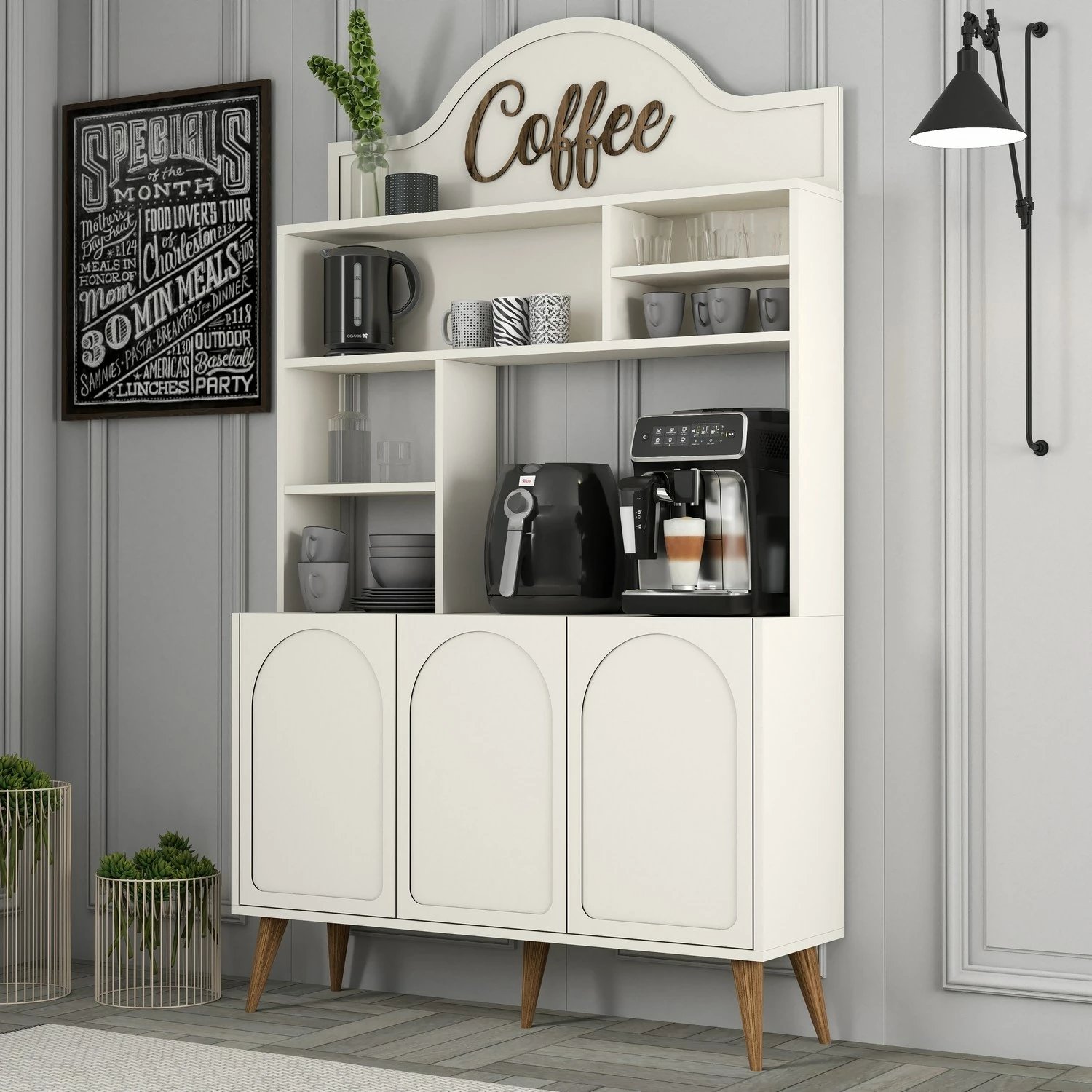 Dollap për kafe, ngjyrë krem dhe arre, Skye Decor Lyon 120